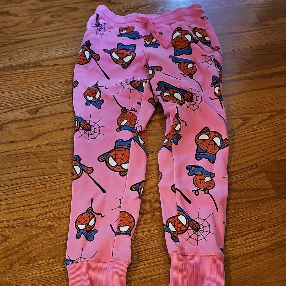 Girls Pink Spider-Print Pajama Pants
